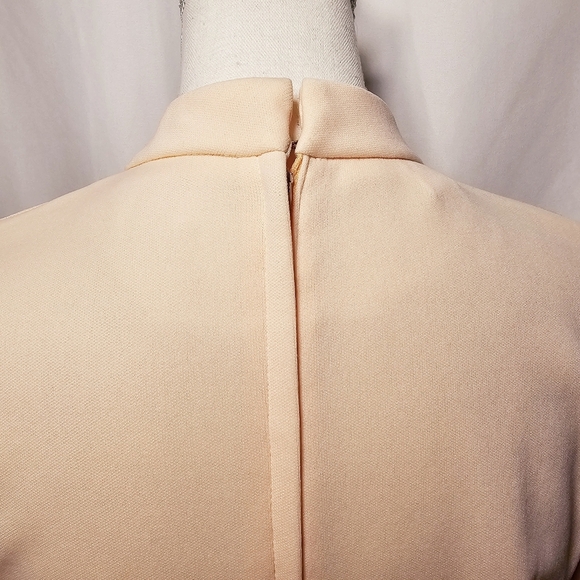 Vintage 70's Sears Fashions Feminine Peachy Pink Polyester Long Sleeve Dress - Picture 6 of 7